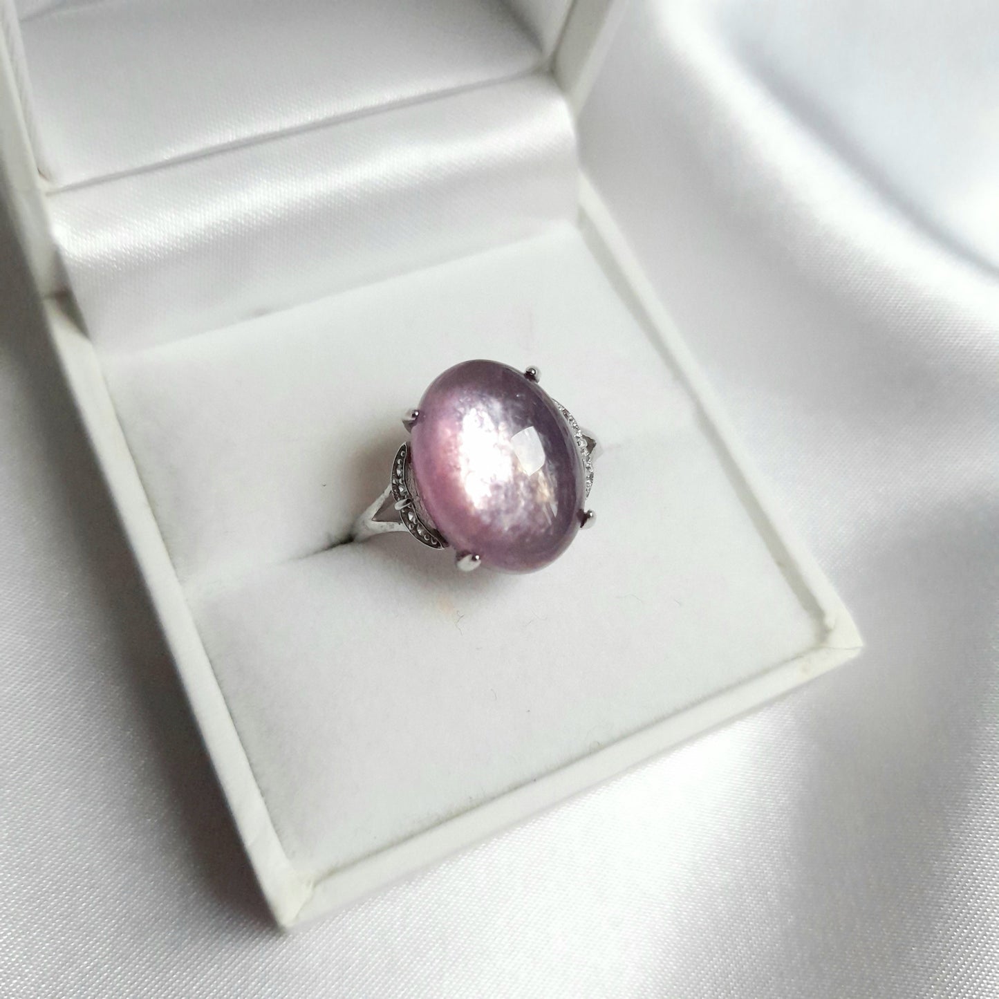 Gem Lepidolite Crystal Ring