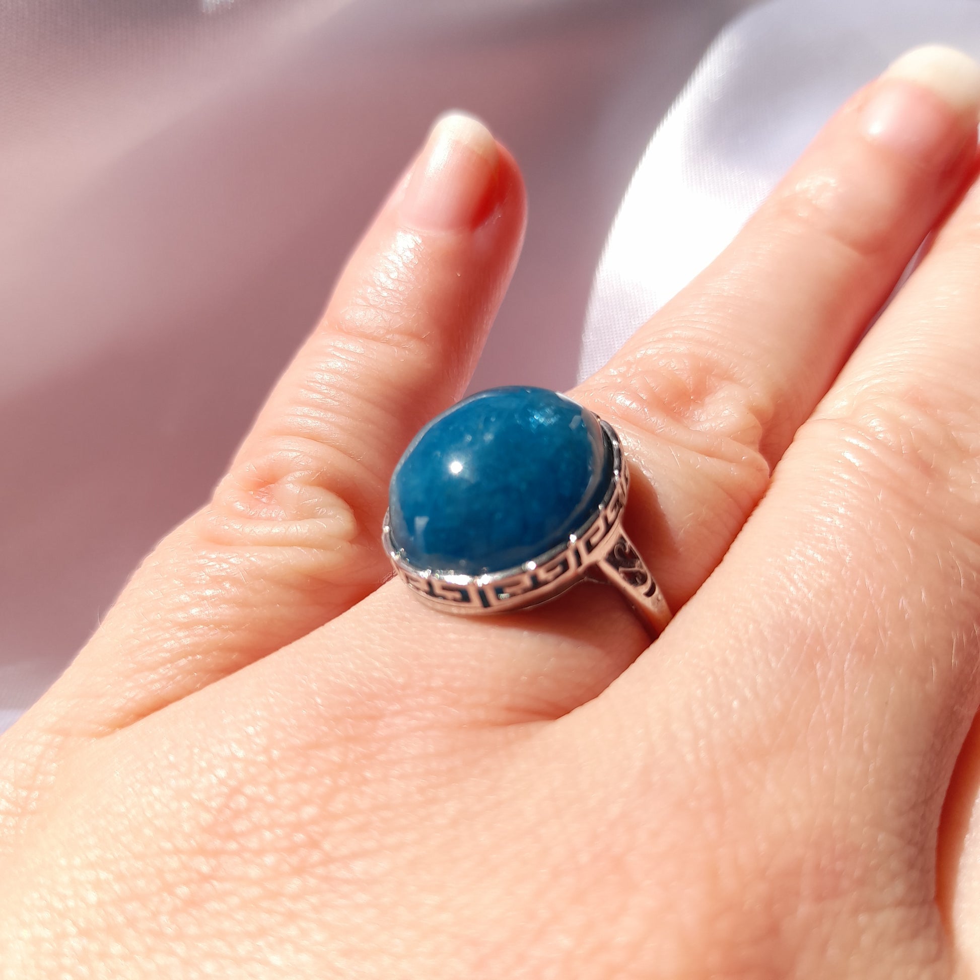 Blue Apatite Crystal Ring - Blue Apatite Crystal Ring Australia - Blue Apatite Crystal Ring Sydney - Blue Apatite Crystal Ring For Sale - Adjustable Crystal Ring
