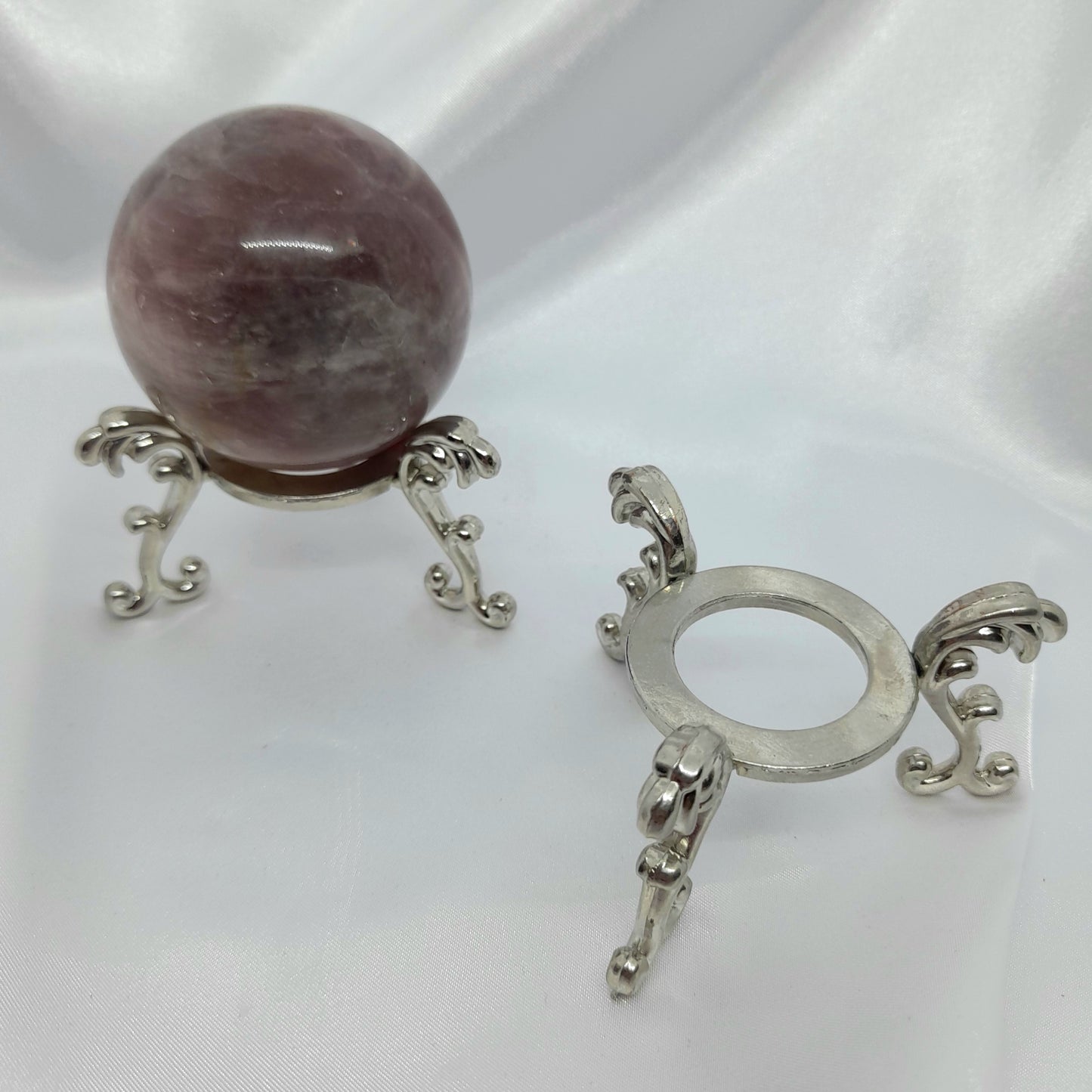 Decorative crystal sphere on stand, mystical home accent, affordable enchantment for any space.