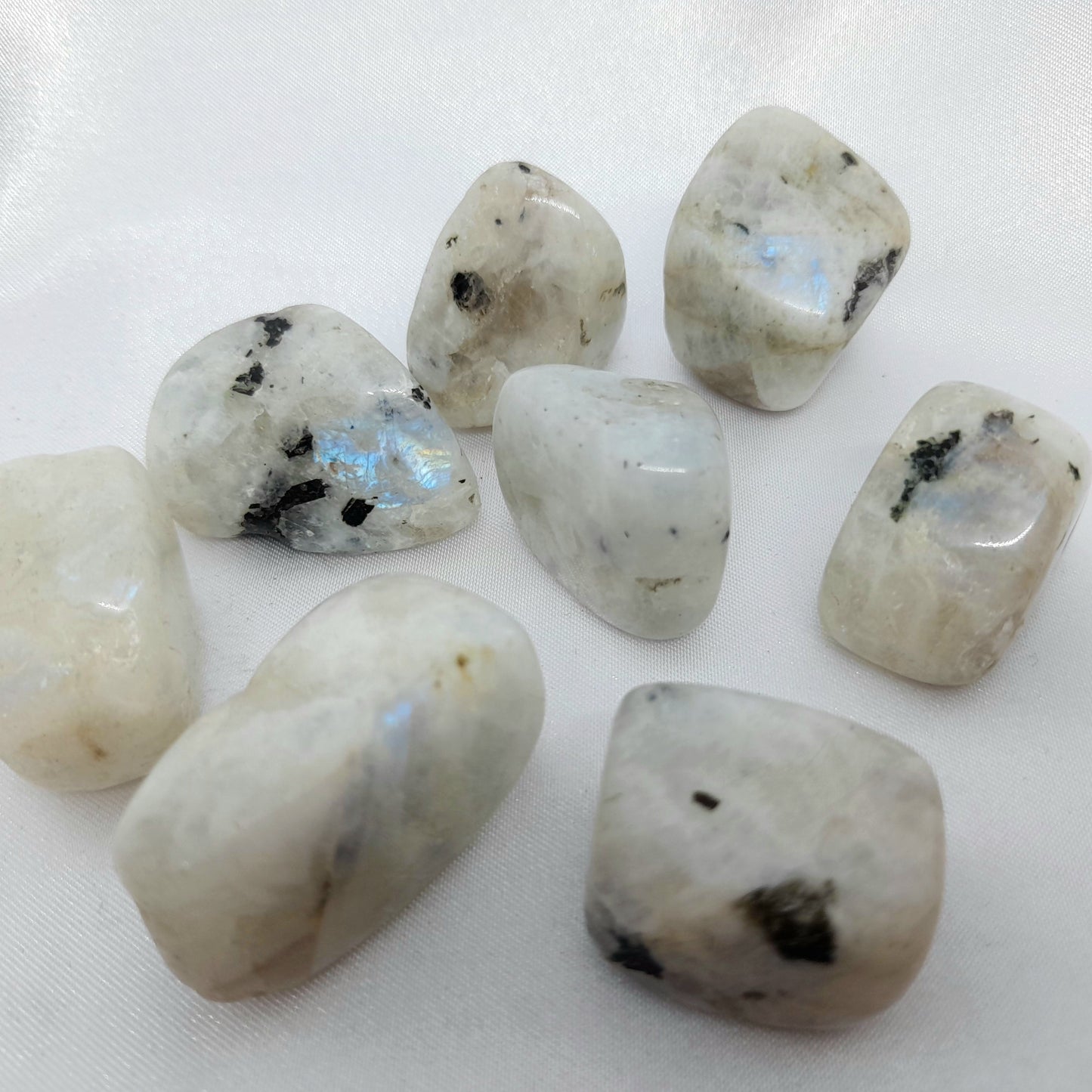 Rainbow moonstone tumbled stone