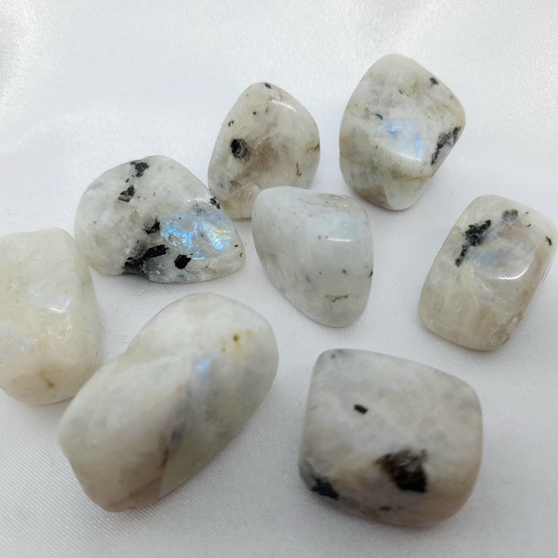 Rainbow moonstone tumbled stone