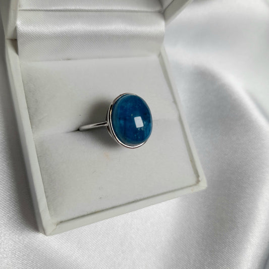 Gem Blue Apatite Crystal Rings