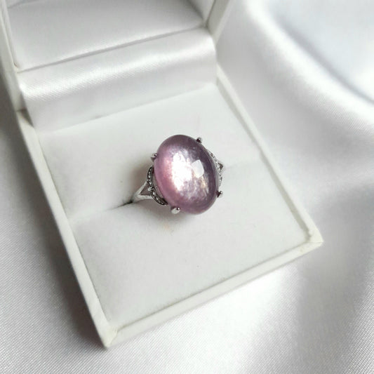 Gem Lepidolite Crystal Ring
