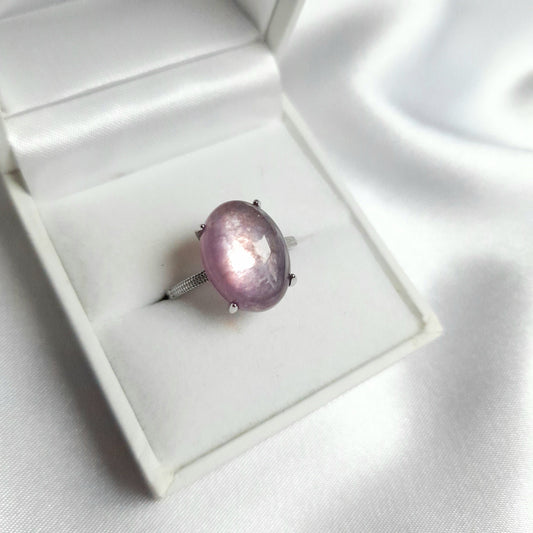 Gem Lepidolite Crystal Ring