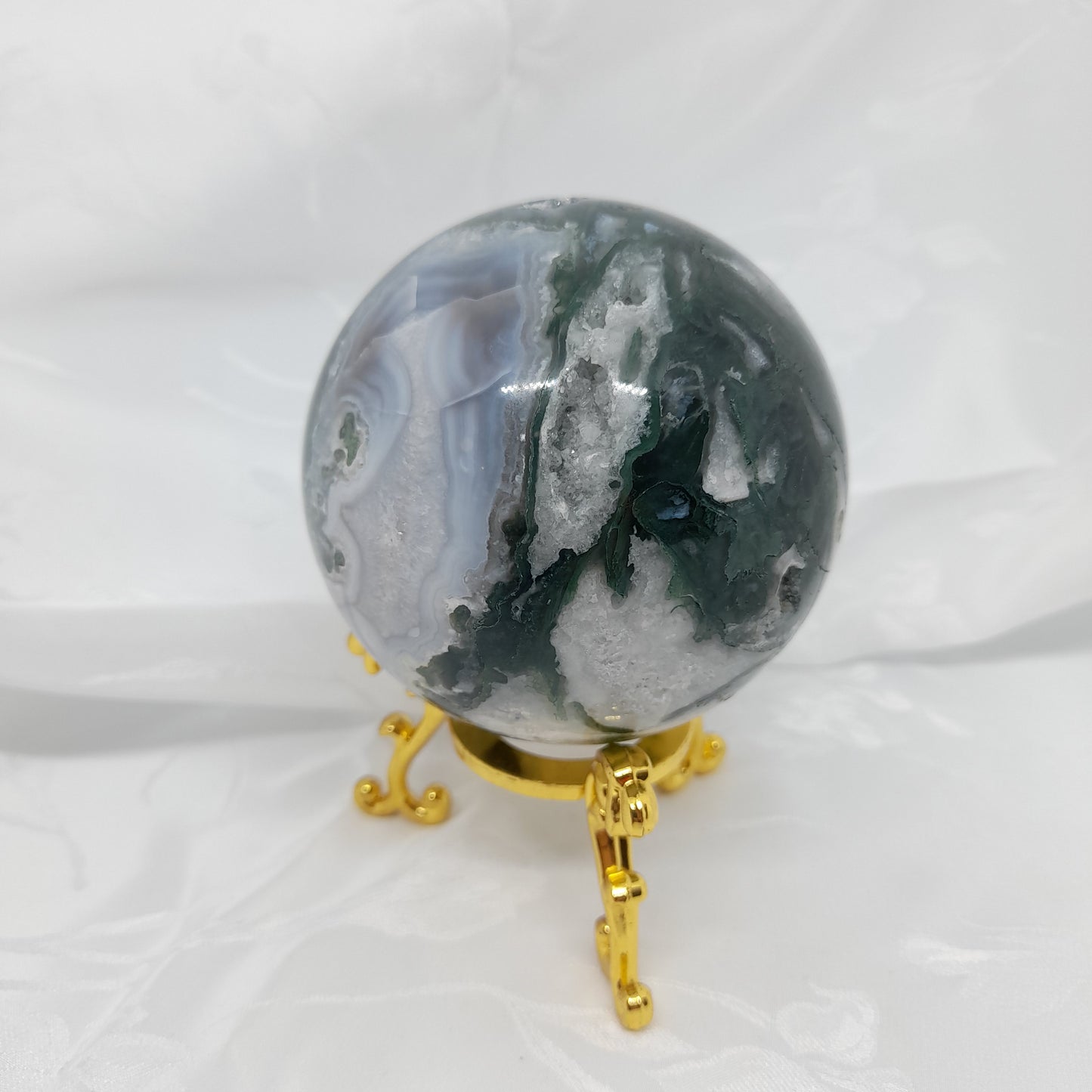 Moss agate crystal sphere - Moss agate crystal Australia - Moss agate crystal Sydney - Moss agate crystal near me - Moss agate crystal for sale