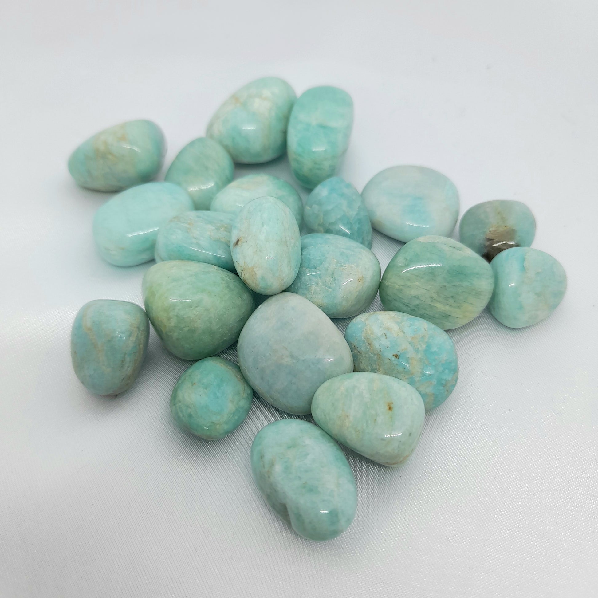 Amazonite Tumbled Stone - Blue crystal for fear release and tranquility. Unique markings. Limited stock. Enhance well-being today