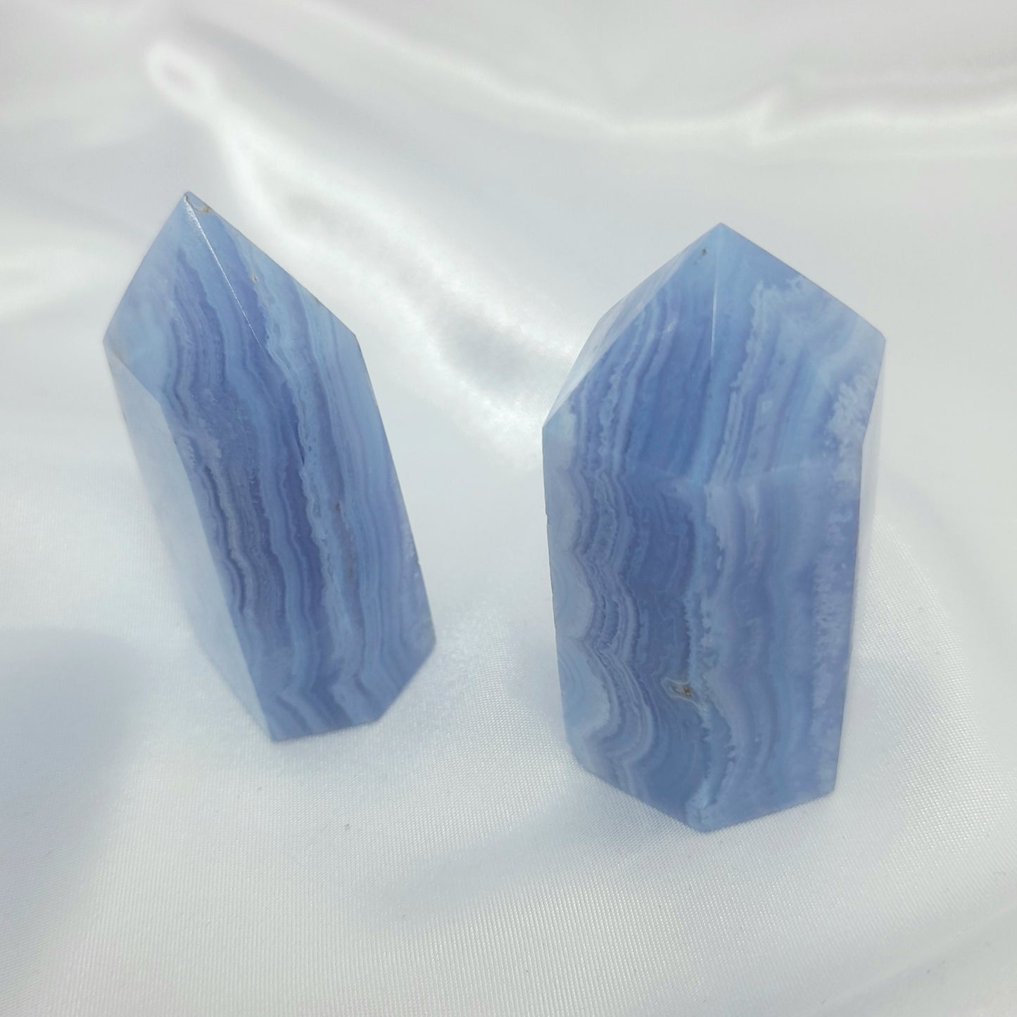Blue Lace Agate Point - Spiritual Tranquility Crystal, 6cm Size - Alleviates Loneliness and Anxiety, Grounding and Enlightening