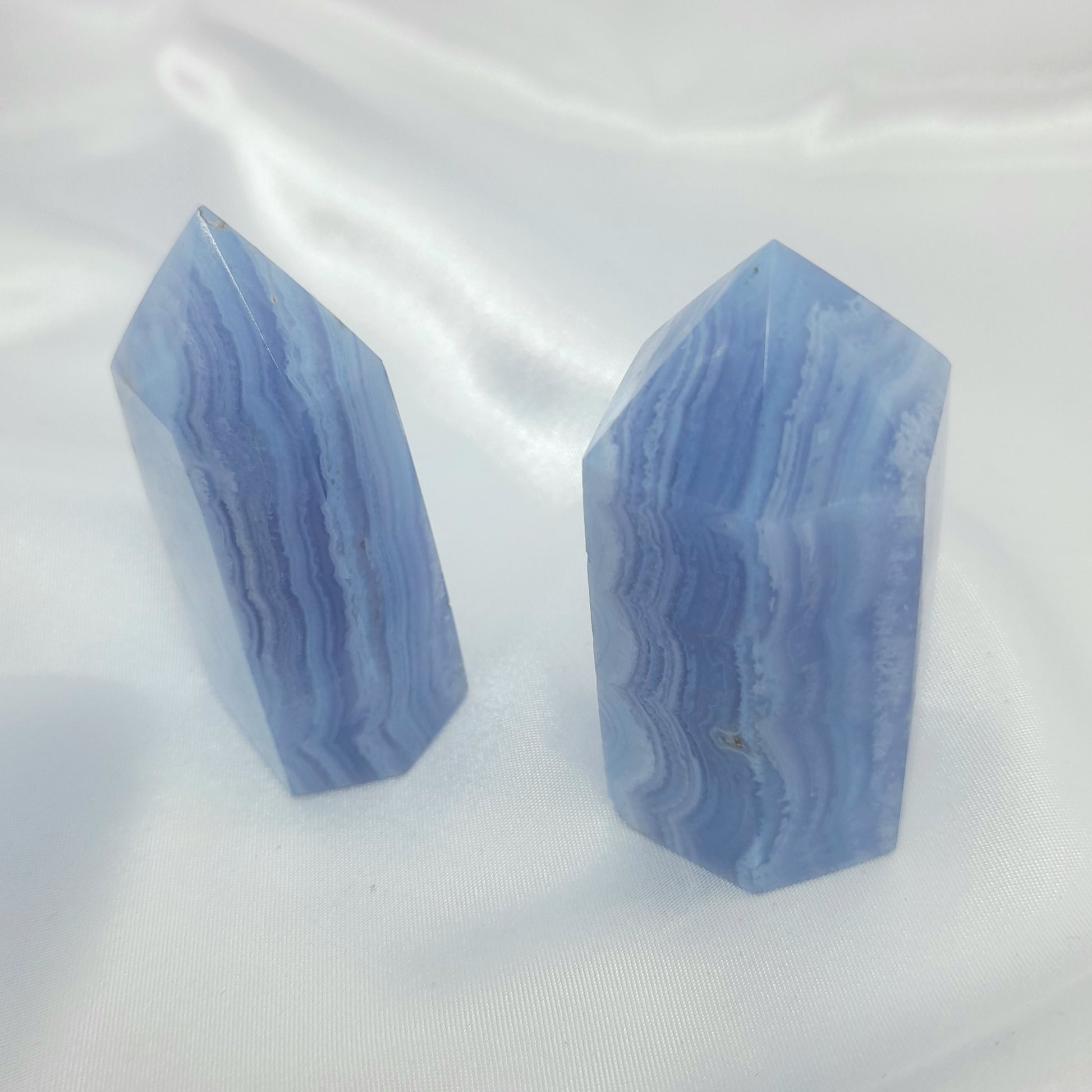 Blue Lace Agate Point - Spiritual Tranquility Crystal, 6cm Size - Alleviates Loneliness and Anxiety, Grounding and Enlightening