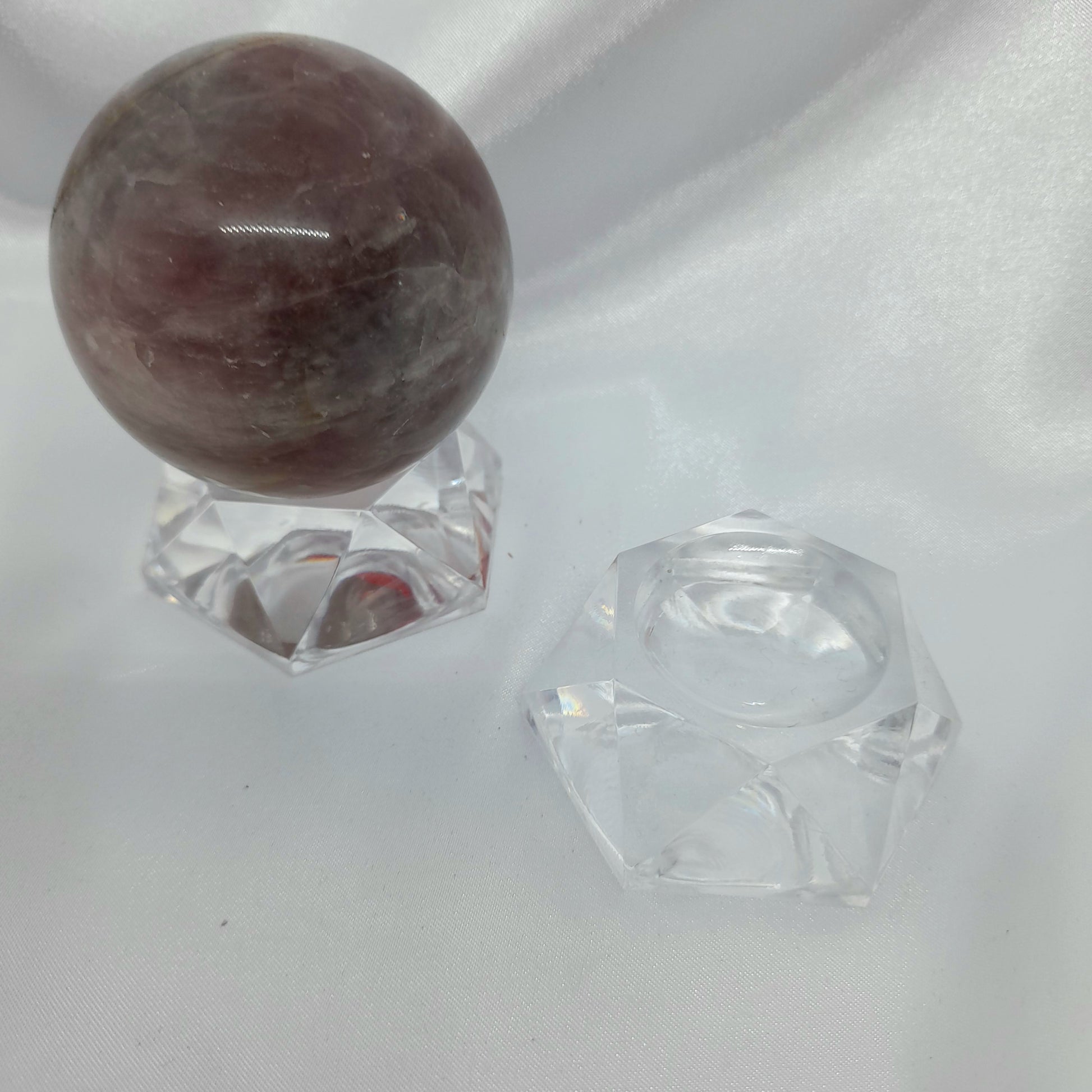 Decorative crystal sphere on stand, mystical home accent, affordable enchantment for any space.