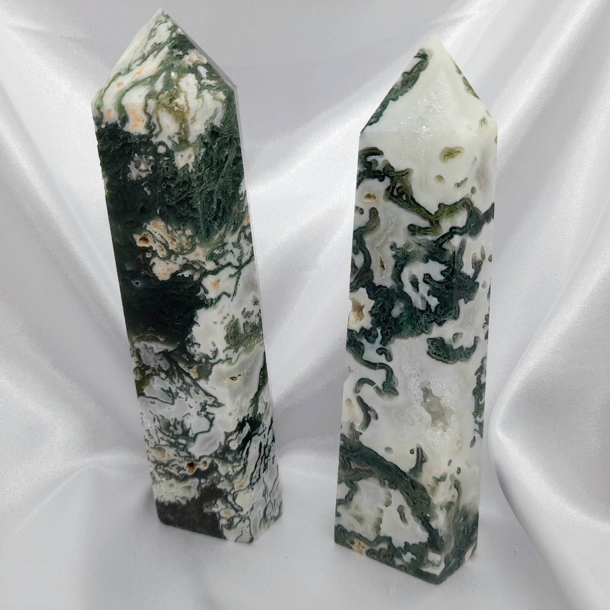 Larger Moss agate tower
