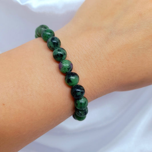 Ruby In Zoisite - green crystal - crystal bracelet - healing crystal bracelet