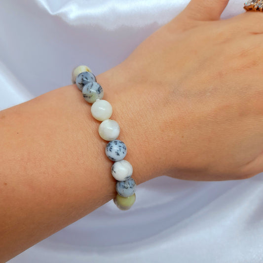 Dendritic Agate Crystal Bracelet - Natural Stone Jewelry for Tranquility, Growth, and Earth Connection - Metaphysical Healing Bracelet